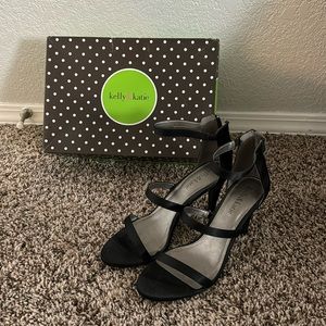 Kelly & Kate Black Satin Heels